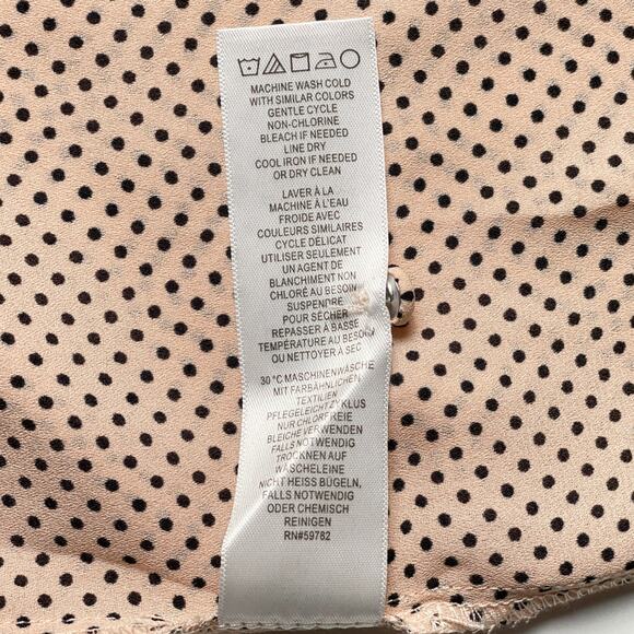 Adrianna Papell Sleeveless Polka Dot Blouse Medium Tan Black Ruffle Work Top - Picture 8 of 12